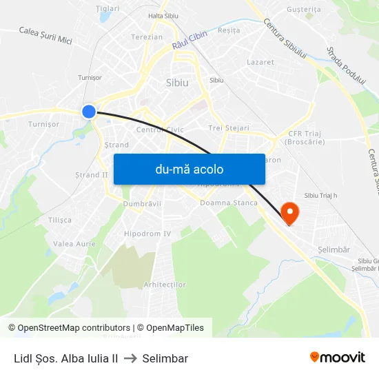 Harta de Lidl Șos. Alba Iulia II către Selimbar