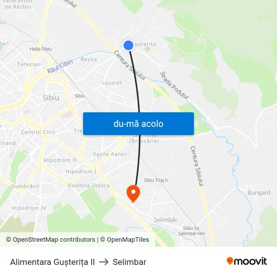 Harta de Alimentara Gușterița II către Selimbar