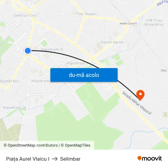 Harta de Piața Aurel Vlaicu I către Selimbar