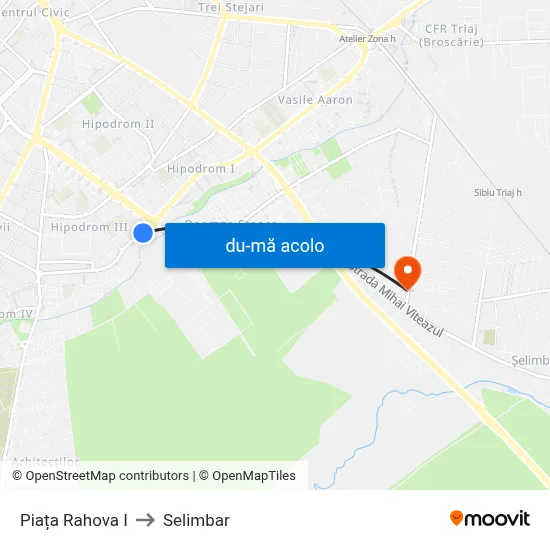 Harta de Piața Rahova I către Selimbar