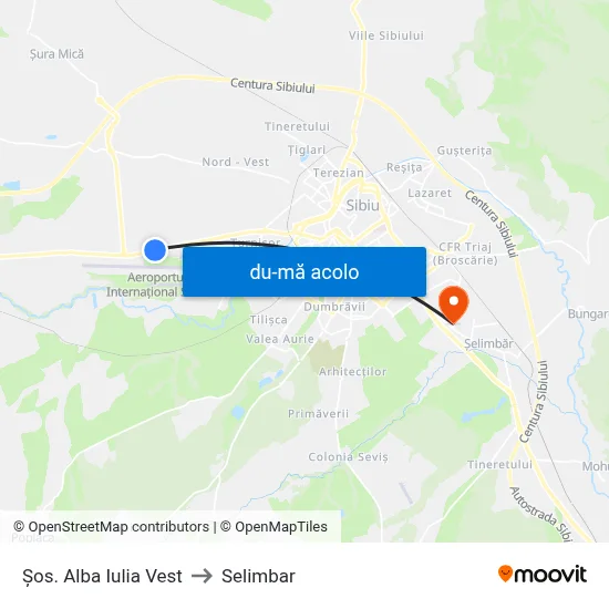 Harta de Șos. Alba Iulia Vest către Selimbar