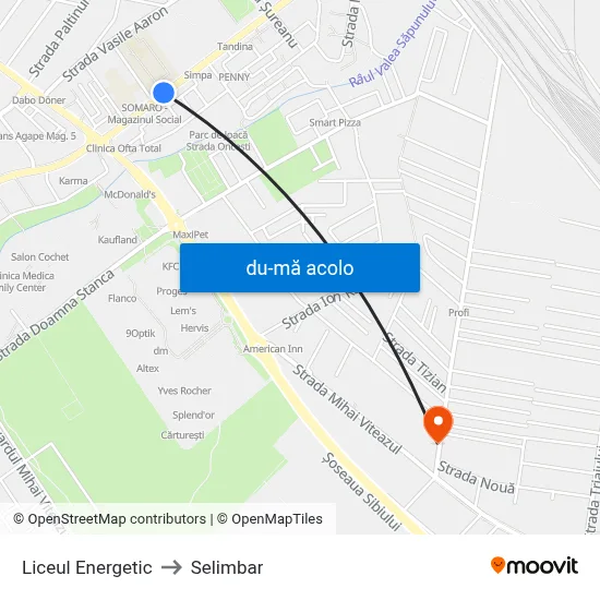 Harta de Liceul Energetic către Selimbar