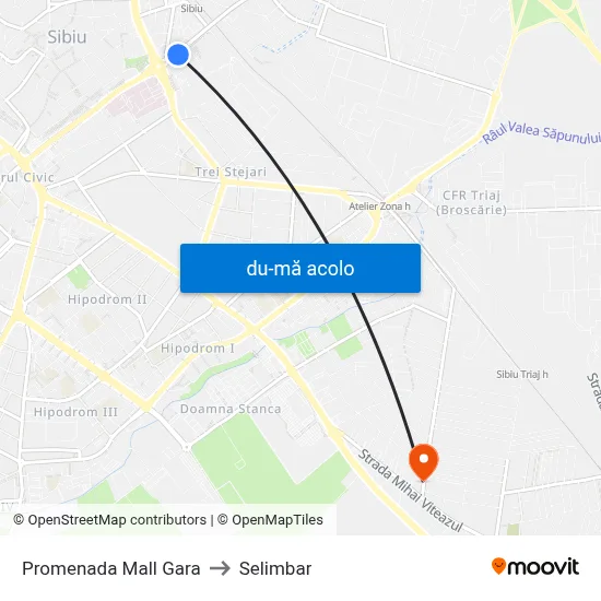 Harta de Promenada Mall Gara către Selimbar