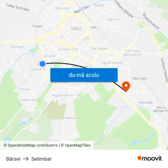 Harta de Bârsei către Selimbar