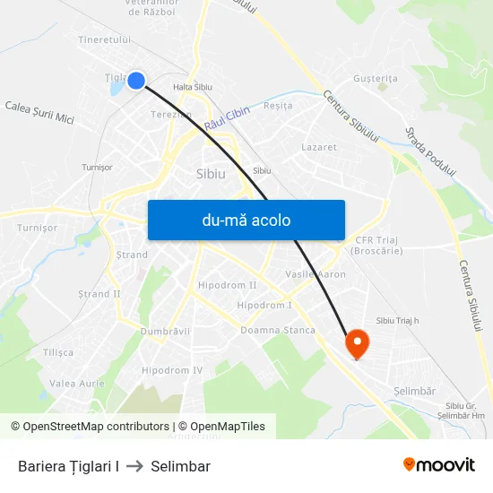 Harta de Bariera Țiglari I către Selimbar