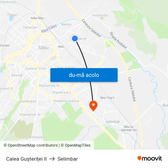 Harta de Calea Gușteriței II către Selimbar