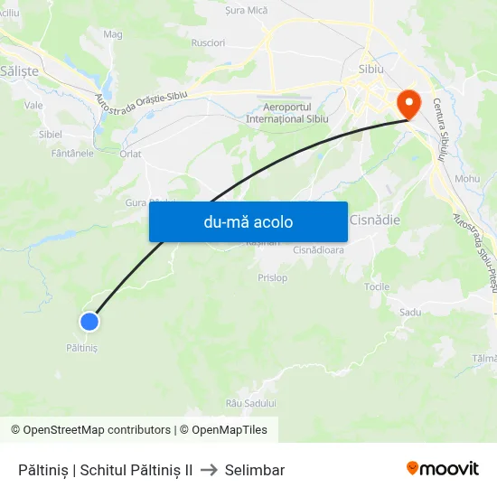 Harta de Păltiniș | Schitul Păltiniș II către Selimbar