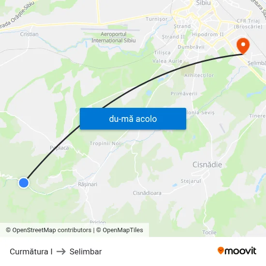 Harta de Curmătura I către Selimbar