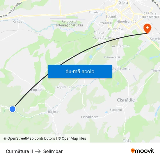 Harta de Curmătura II către Selimbar