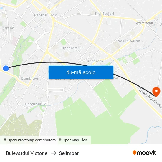 Harta de Bulevardul Victoriei către Selimbar
