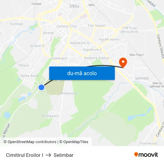 Harta de Cimitirul Eroilor I către Selimbar
