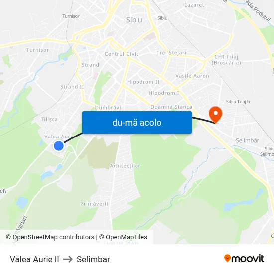 Harta de Valea Aurie II către Selimbar