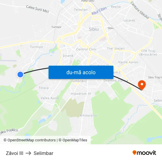 Harta de Zăvoi III către Selimbar