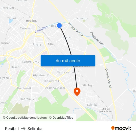 Harta de Reșița I către Selimbar