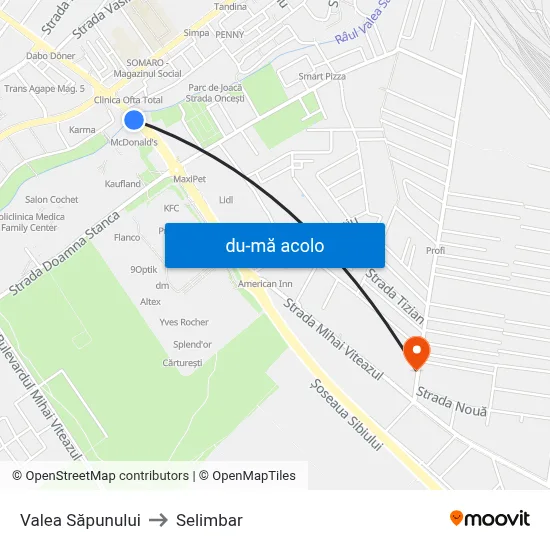 Harta de Valea Săpunului către Selimbar