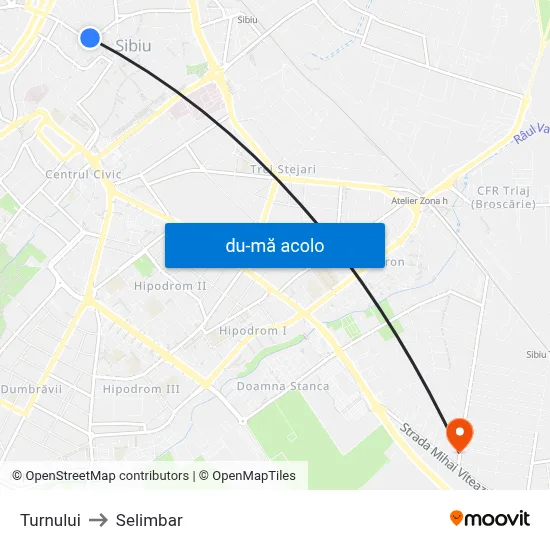 Harta de Turnului către Selimbar