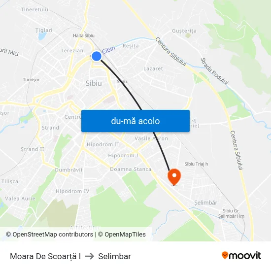 Harta de Moara De Scoarță I către Selimbar