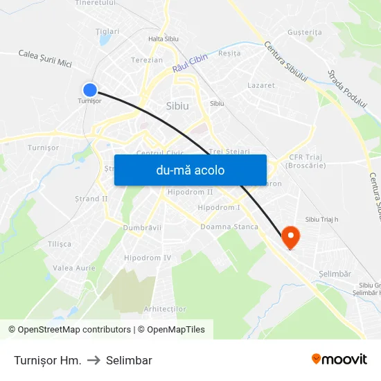 Harta de Turnişor Hm. către Selimbar