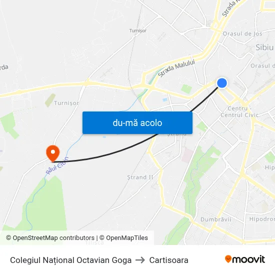 Harta de Colegiul Național Octavian Goga către Cartisoara