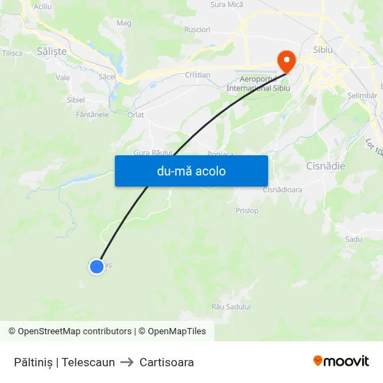 Harta de Păltiniș | Telescaun către Cartisoara