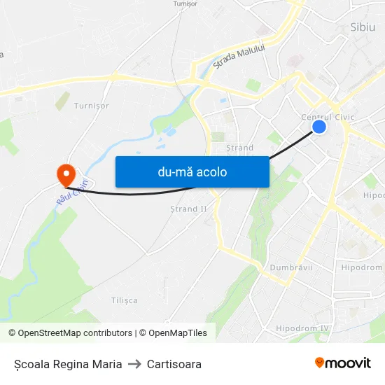 Harta de Școala Regina Maria către Cartisoara