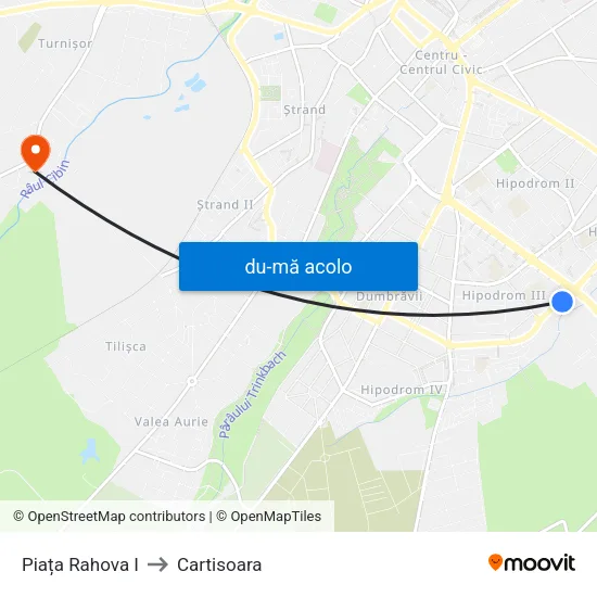 Harta de Piața Rahova I către Cartisoara
