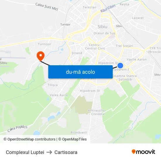 Harta de Complexul Luptei către Cartisoara