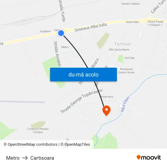 Harta de Metro către Cartisoara