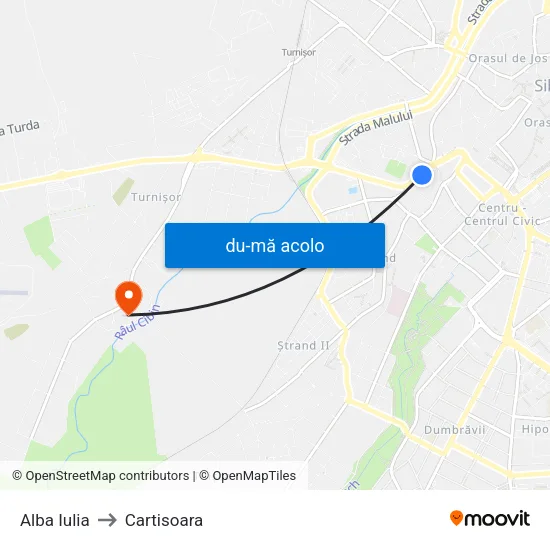 Harta de Alba Iulia către Cartisoara