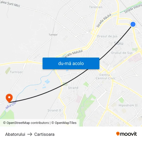Harta de Abatorului către Cartisoara