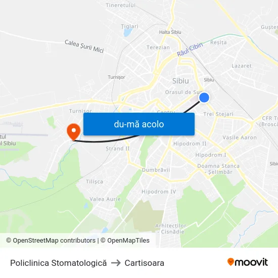 Harta de Policlinica Stomatologică către Cartisoara