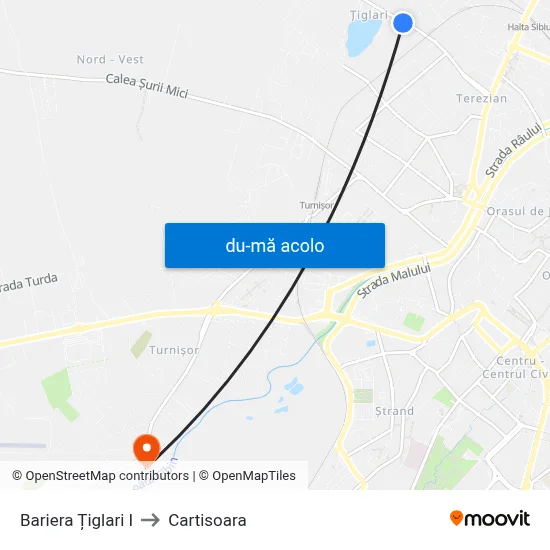 Harta de Bariera Țiglari I către Cartisoara