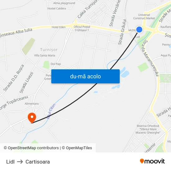 Harta de Lidl către Cartisoara