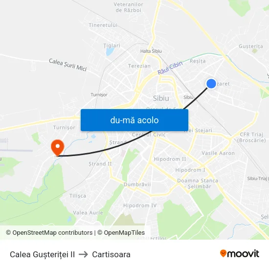 Harta de Calea Gușteriței II către Cartisoara