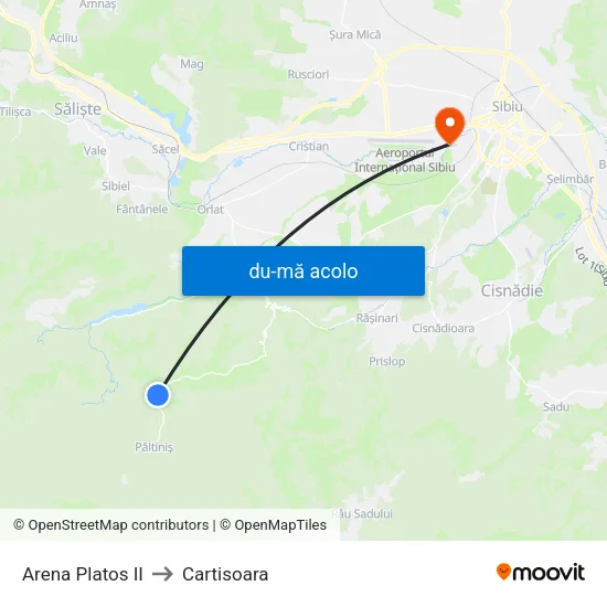 Harta de Păltiniș | Arena Platos II către Cartisoara