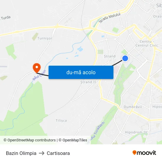 Harta de Bazin Olimpia către Cartisoara