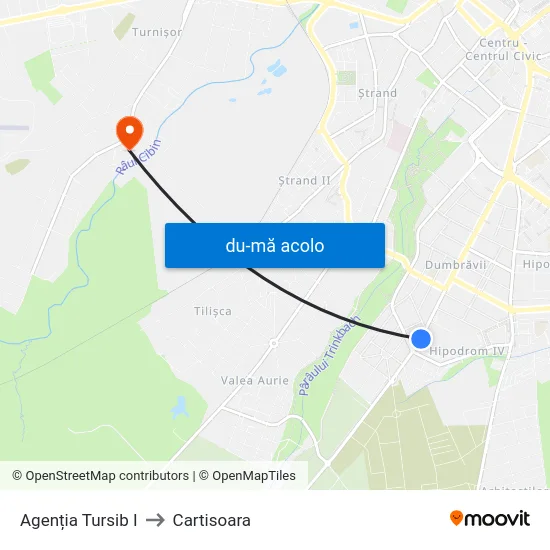 Harta de Agenția Tursib I către Cartisoara