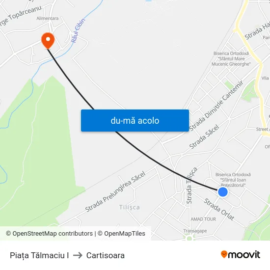 Harta de Piața Tălmaciu I către Cartisoara