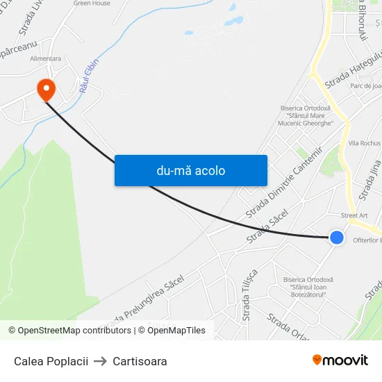 Harta de Calea Poplacii către Cartisoara