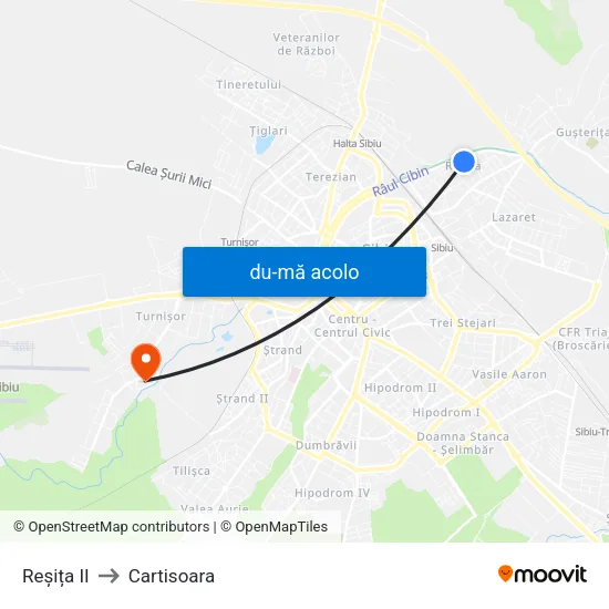Harta de Reșița II către Cartisoara