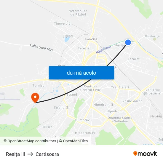 Harta de Reșița III către Cartisoara