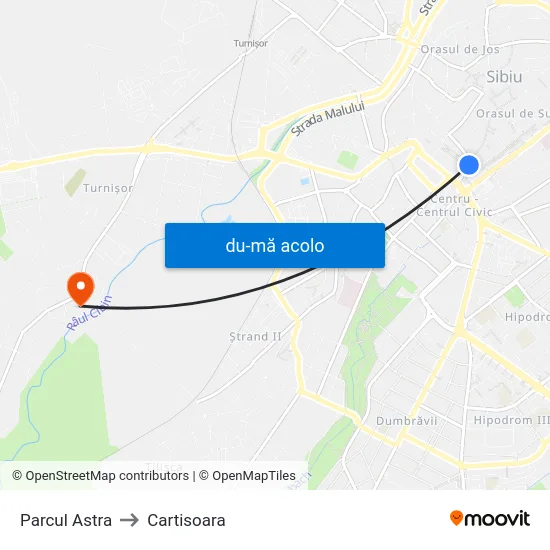 Harta de Parcul Astra către Cartisoara