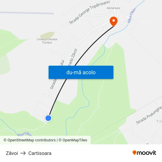 Harta de Zăvoi către Cartisoara