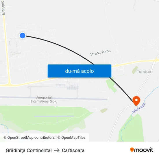 Harta de Grădinița Continental către Cartisoara