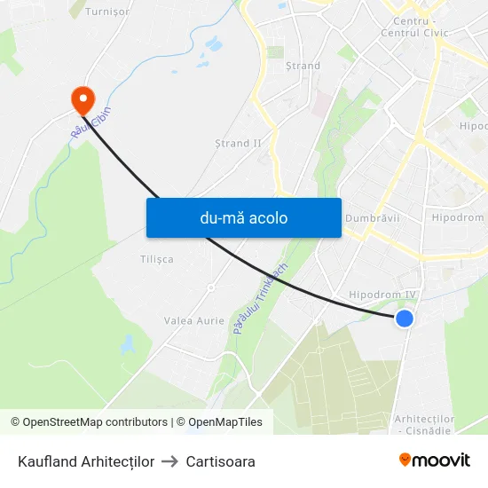 Harta de Kaufland Arhitecților către Cartisoara