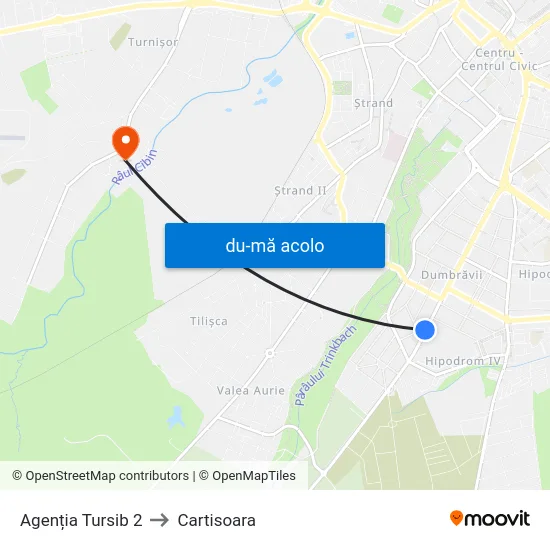 Harta de Agenția Tursib 2 către Cartisoara