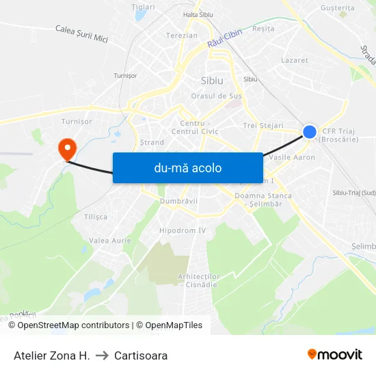 Harta de Atelier Zona H. (Tj.) către Cartisoara