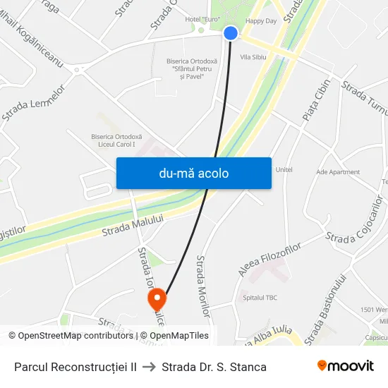 Harta de Parcul Reconstrucției II către Strada Dr. S. Stanca