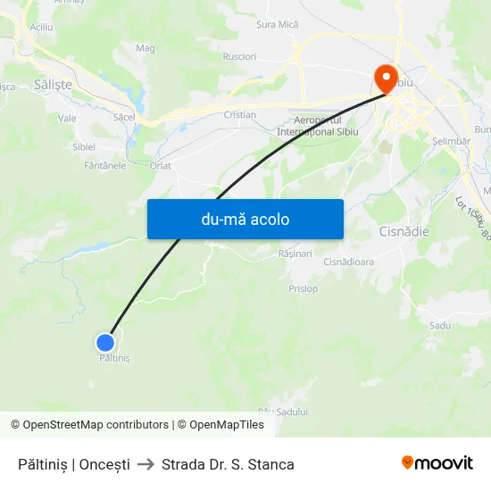 Harta de Păltiniș | Oncești către Strada Dr. S. Stanca
