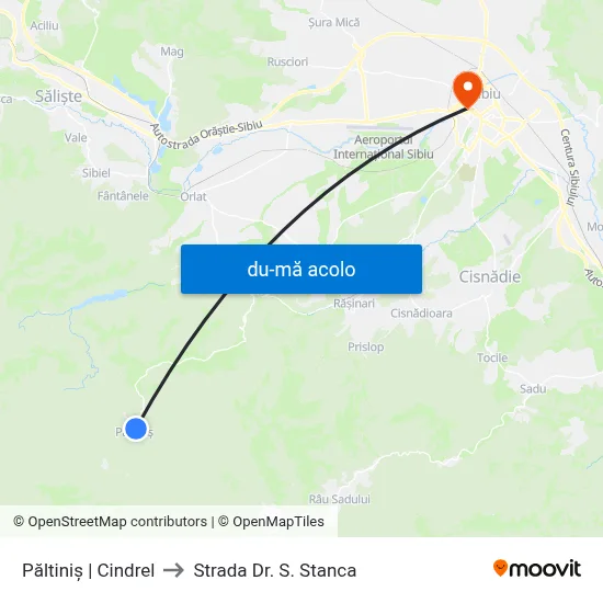 Harta de Păltiniș | Cindrel către Strada Dr. S. Stanca
